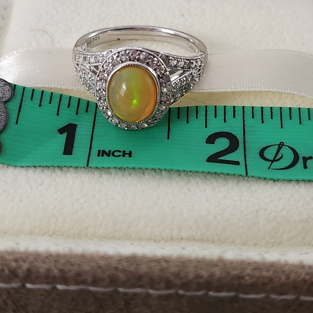 Ethiopian Opal and Zircon Ring - Picture 9 of 10